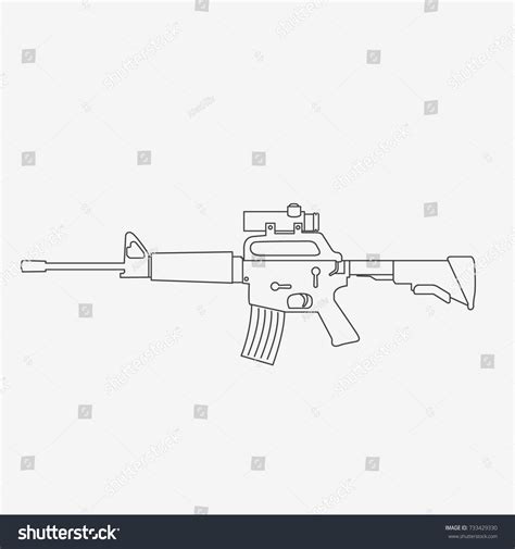 Machine Gun Outline Vector Illustration Stock Vector (Royalty Free ...