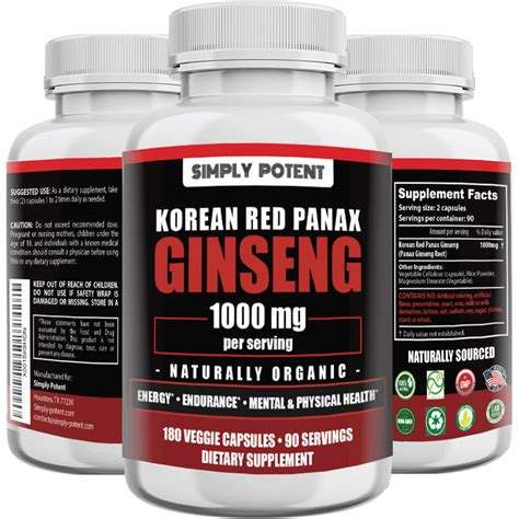 Korean Red Ginseng Extract Supplement 1000mg Simply Potent