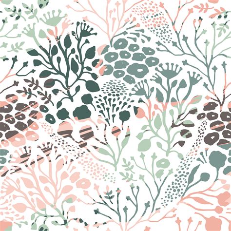 Abstract Floral Seamless Pattern With Trendy Hand Drawn Textures