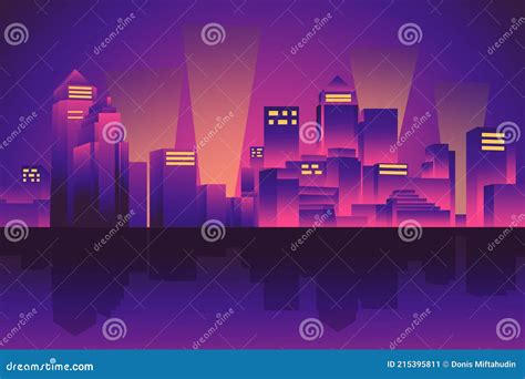 Retro City Night Background Vector Stock Vector Illustration Of City