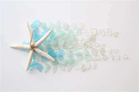 Sea Glass Starfish Mobile Ombre Blues Sea Glass Mobile Etsy