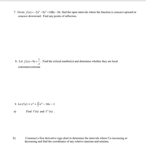 Solved 7 Given F X 2x 9x2 108x 10 Find The Open
