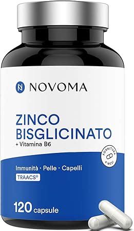 NOVOMA Zinco Bisglicinato 15mg TRAACS Con Vitamina B6 Bio Attiva