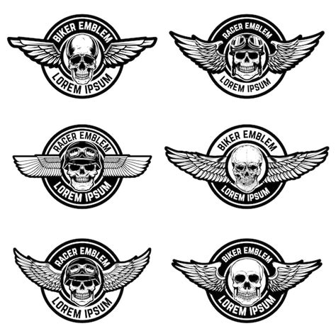 Satz Vorlagen F R Bikerclub Embleme Embleme Mit Sch Deln Und Fl Geln