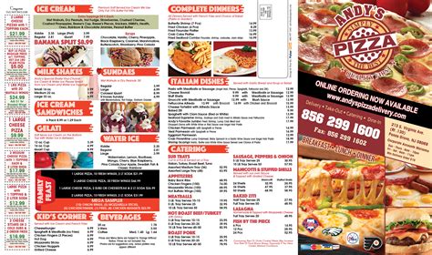 Dinner Menu | Andy's Pizza Delivery