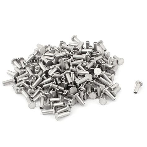 Uxcell Pcs M X Mm Aluminum Flat Head Semi Tubular Rivets Silver