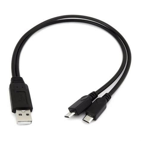 Usb Male To 2x Micro Usb Splitter Dual Power Charging Cable Lead For Smart Phone Tablet And More