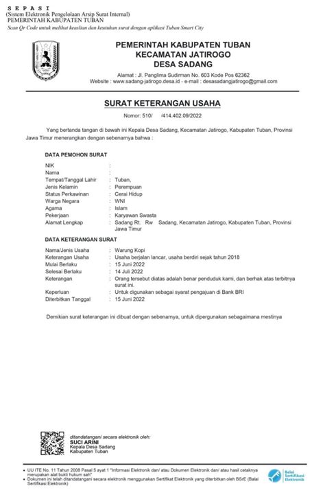 Surat Keterangan Usaha Dari Desa Contoh Surat Resmi