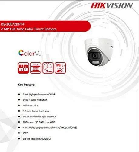 Digital Camera 2 Mp Hikvision Ds 2ce72dft F Color Vu 2mp Dome Full Time