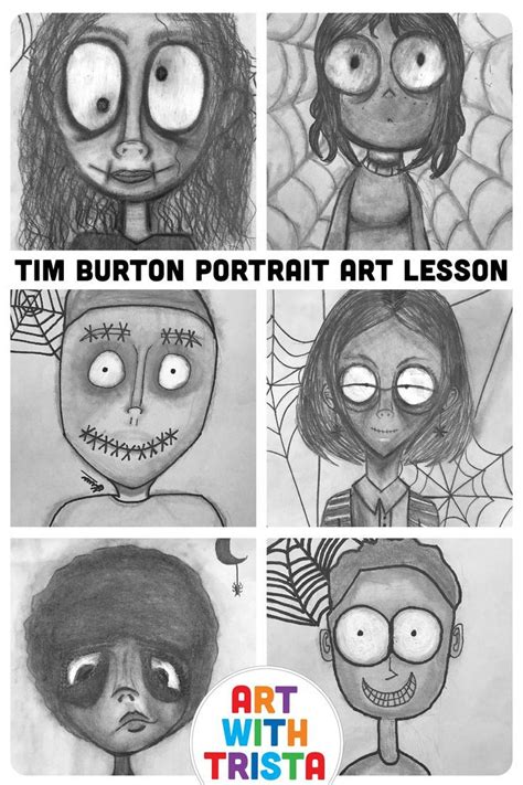 Four Different Faces With The Words I M Burton Portrait Art Lesson