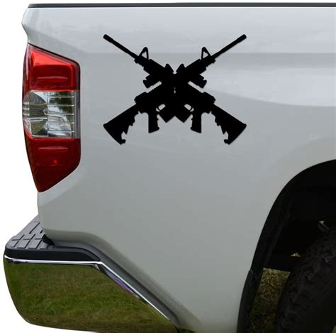 Crossed Assault Rifles Guns Die Cut Vinyl Decal Sticker For Car Truck