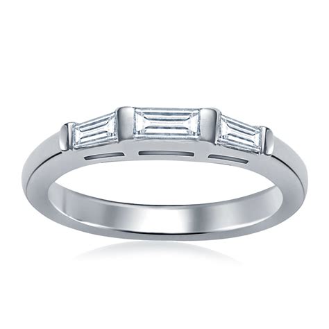 Bar Set Tapered Baguette Diamond Band In 14k White Gold 1 3 Cttw