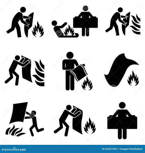 Set Of Fire Blanket Symbol Sign Vector Illustration Isolate On White