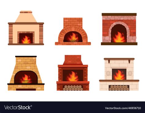 Home fireplace collection Royalty Free Vector Image