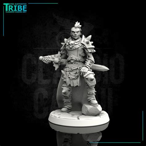 D Printable Male Human Elf Half Orc Tiefling Barbarian