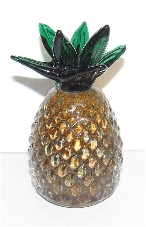 Lenox Tropical Delight Harvest Glory Pineapple Art Glass Paperweight Lenox Vintage Art Glass