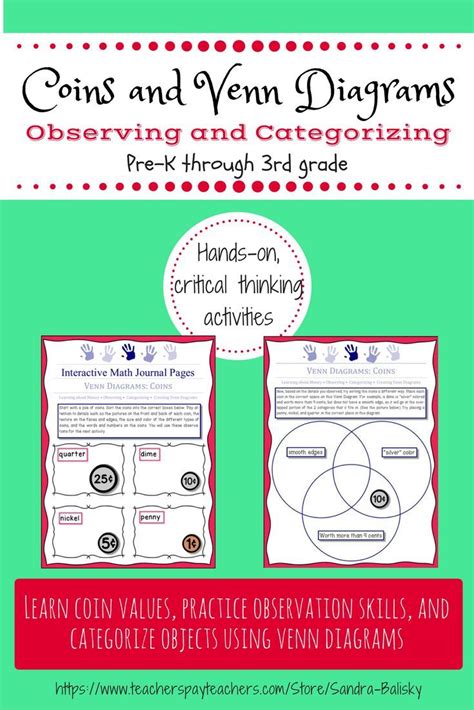 Coins And Venn Diagrams Activity Based Journal Pages For K 2nd