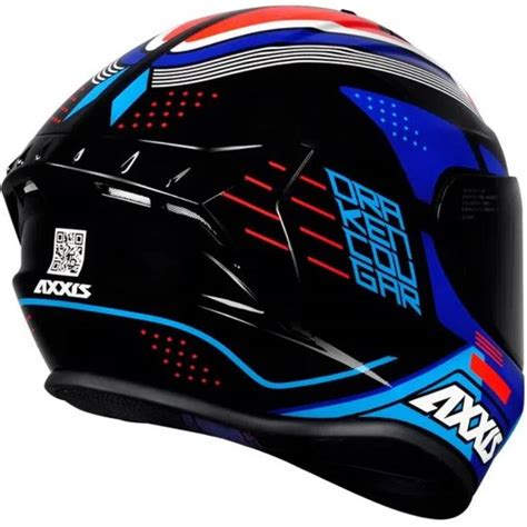 Capacete Axxis Draken Cougar Preto Azul Vermelho