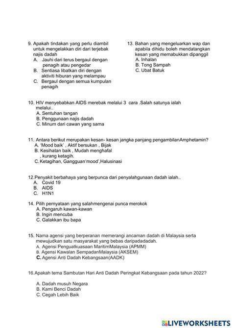 Kuiz Darvih Tahun 6 Sktwp Worksheet Live Worksheets