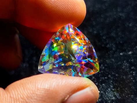 Ct Natural Mystic Topaz Rainbow Color Trillion Cut Certified Loose