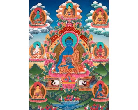 Medicine Buddha Thangka Dhyani Buddhas Bhaisajyaguru - Etsy