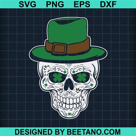 St Patrick Day Skull SVG Cut File For Cricut Silhouette Machine Make