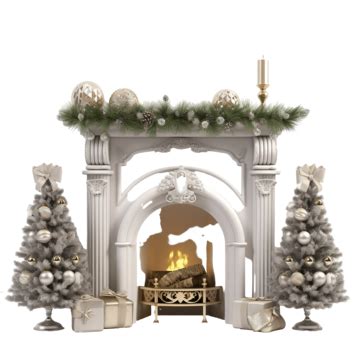 Beautiful Christmas Interior With Fireplace And Fir Tree Christmas