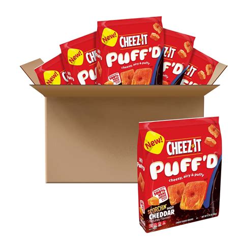 Cheez It Puff D Scorchin Hot Cheddar Snack Crackers Oz Case