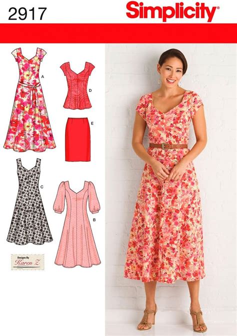 Simplicity Sewing Pattern 2917 Miss Plus Size Dresses BB 20W 22W 24W