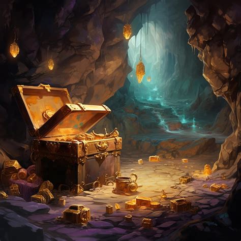 Premium AI Image | treasure in a bright cave