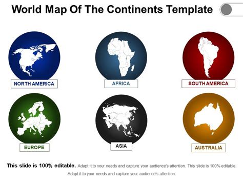 World map of the continents template | Presentation Graphics ...