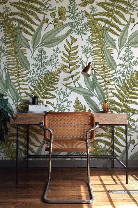 Botanical Greenery Peel And Stick Wallpaper Fern Wallpaper Etsy