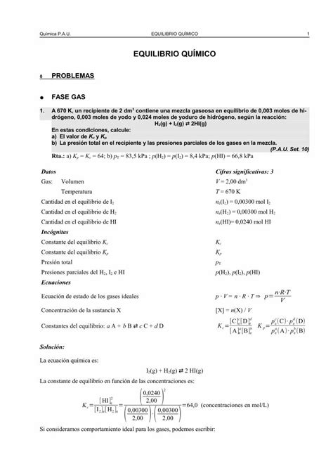 PDF EQUILIBRIO QUÍMICO Física y Química en el Castillo de PDF