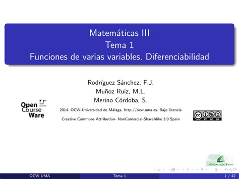 Matem Aticas Iii Tema Funciones De Varias Variables Diferenciabilidad