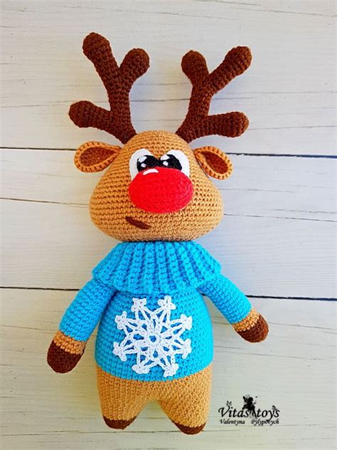 Rudolph Crochet Reindeer Crochet Pdf Rudolf Pattern Soft Etsy