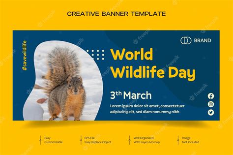 Premium Vector Flat World Wildlife Day Horizontal Banner Design Template