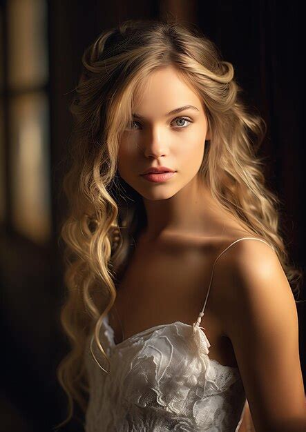 Premium Photo Closeup Woman Long Blonde Hair Wearing Dress Gorgeous Lighting Tan Skin Angelic