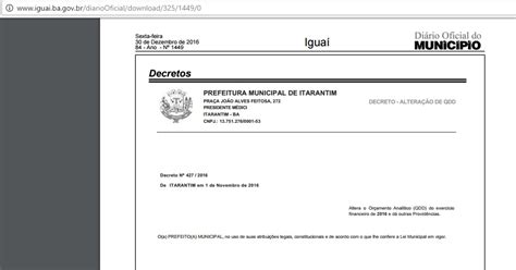 Igua Di Rio Oficial Do Munic Pio Publica Decretos Da Prefeitura De