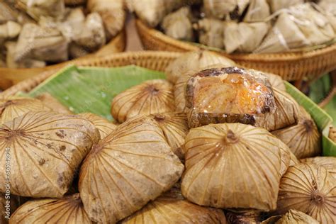 Rice wrapped in lotus leaf Stock Photo | Adobe Stock