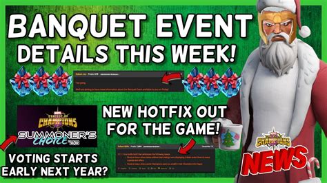 Hotfix Is Out Now Banquet Details Are Coming This Week Summoner Choice Next Year And More