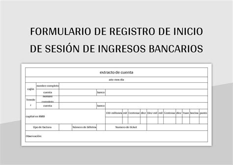 Plantilla De Excel Formulario De Registro De Inicio De Sesi N De