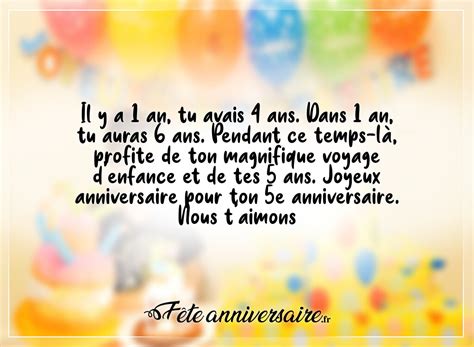 Texte Anniversaire 5 Ans Garçon Texte d Anniversaire