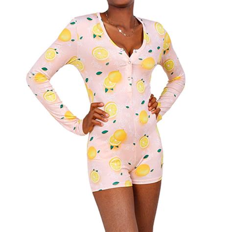 Wallarenear Womens Cute Cartoon Printed Long Sleeve Sleepwear Adult