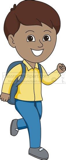 School Clipart-boy in school uniform running towards school