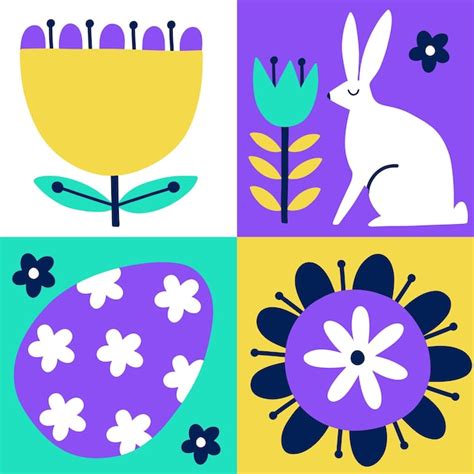 Premium Vector Happy Easter Postcard Easter Modern Illustration With