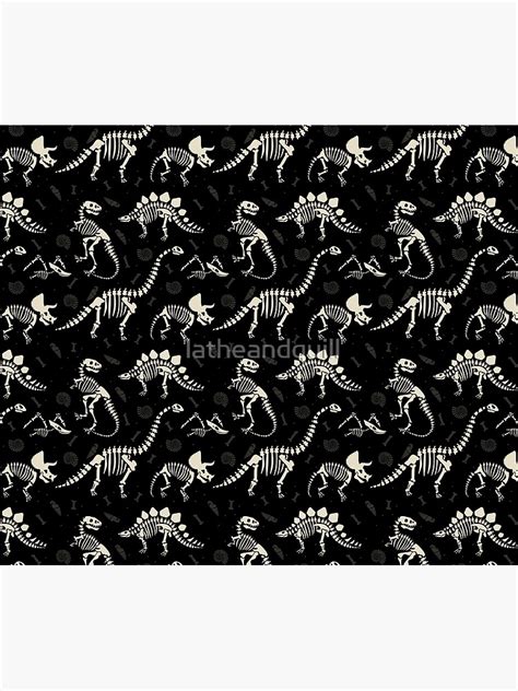 "Dinosaur Fossils in Black" Throw Blanket by latheandquill | Redbubble