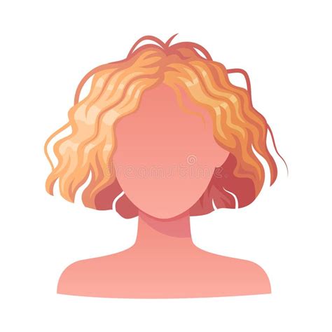 Woman Hairstyle With Short Blonde Wavy Hair Type With Head And Neck Portrait Vector Illustration