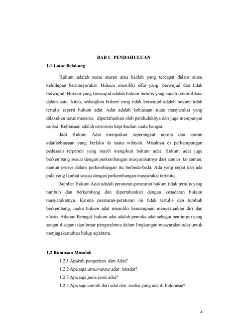 Pengertian Adat Bab I Pendahuluan Latar Belakang Hukum Adalah