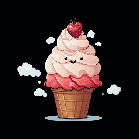 Una ilustración de vector de helado de dibujos animados lindo Vector