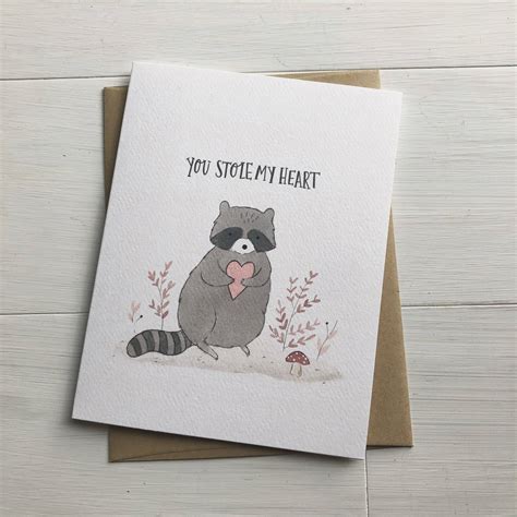 You Stole My Heart Raccoon Valentine Raccoon Card Love Etsy